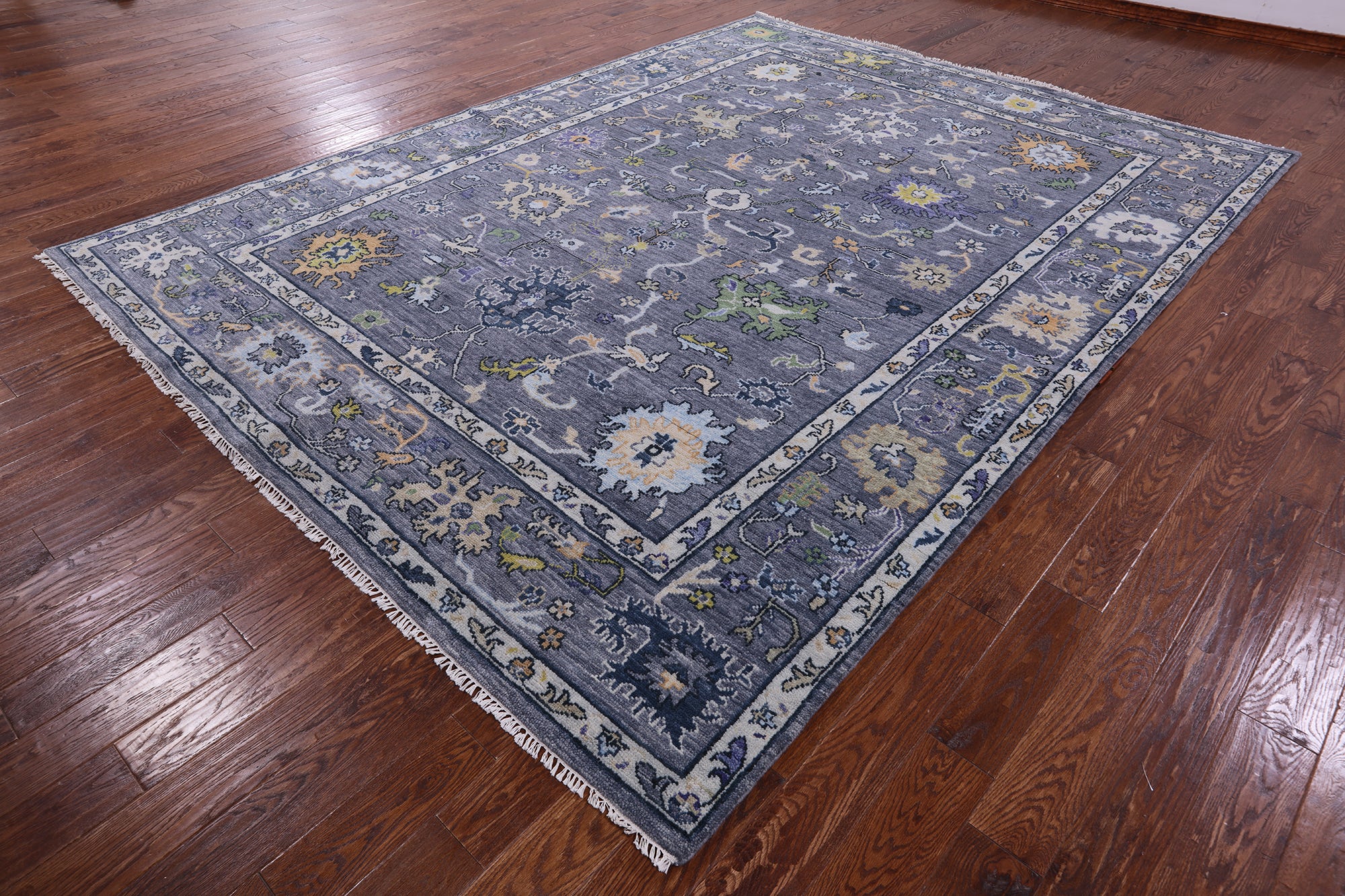 Grey Turkish Oushak Hand Knotted Wool Rug - 8' 11" X 11' 11" - Golden Nile