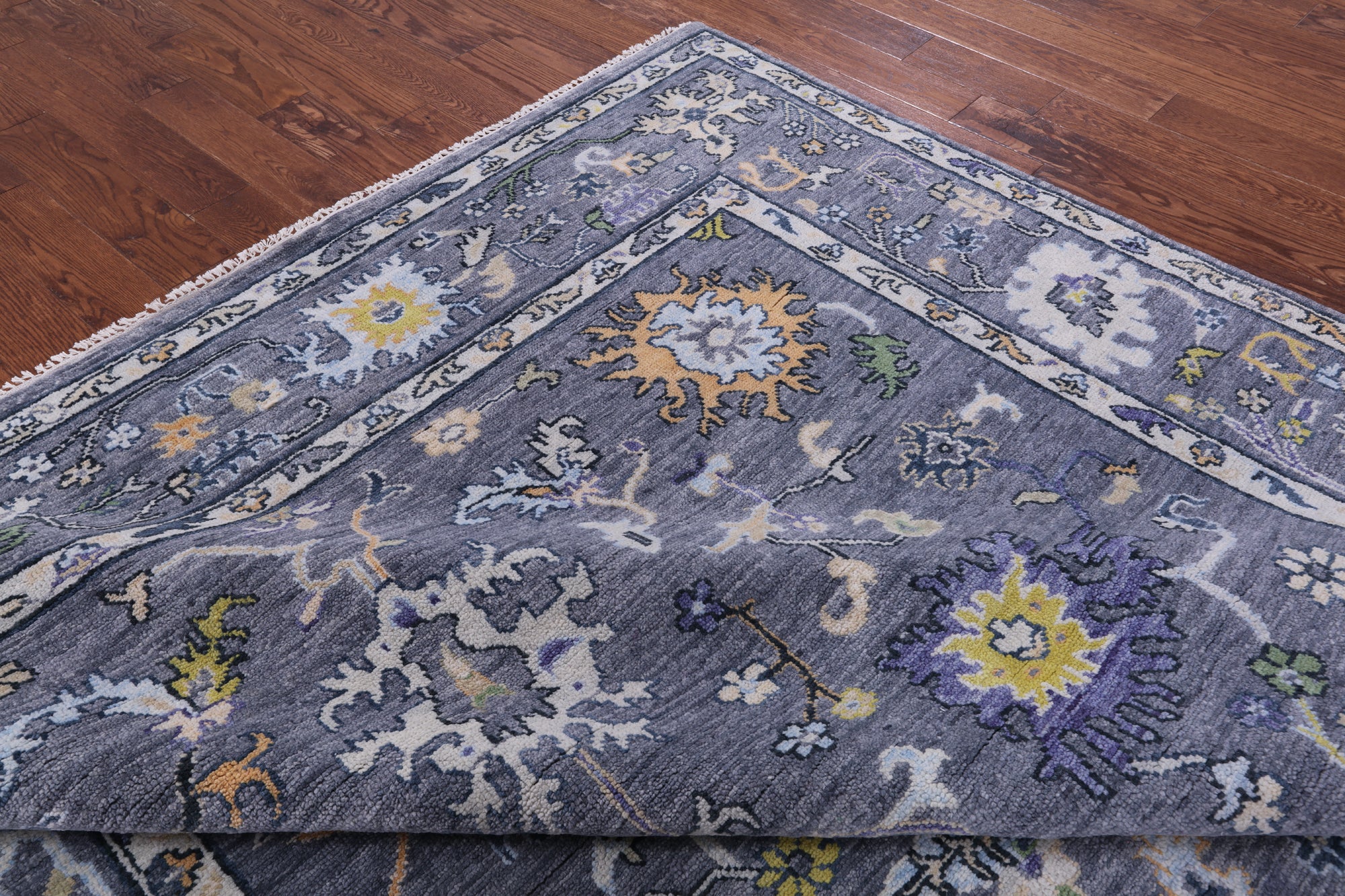 Grey Turkish Oushak Hand Knotted Wool Rug - 8' 11" X 11' 11" - Golden Nile