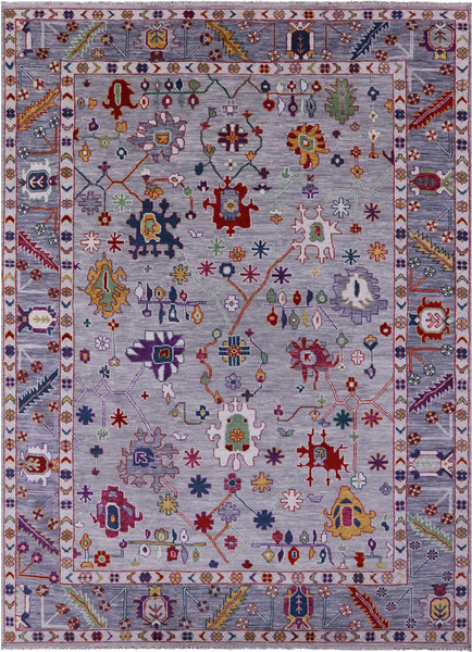 Grey Turkish Oushak Hand Knotted Wool Rug - 10' 2" X 14' 2" - Golden Nile