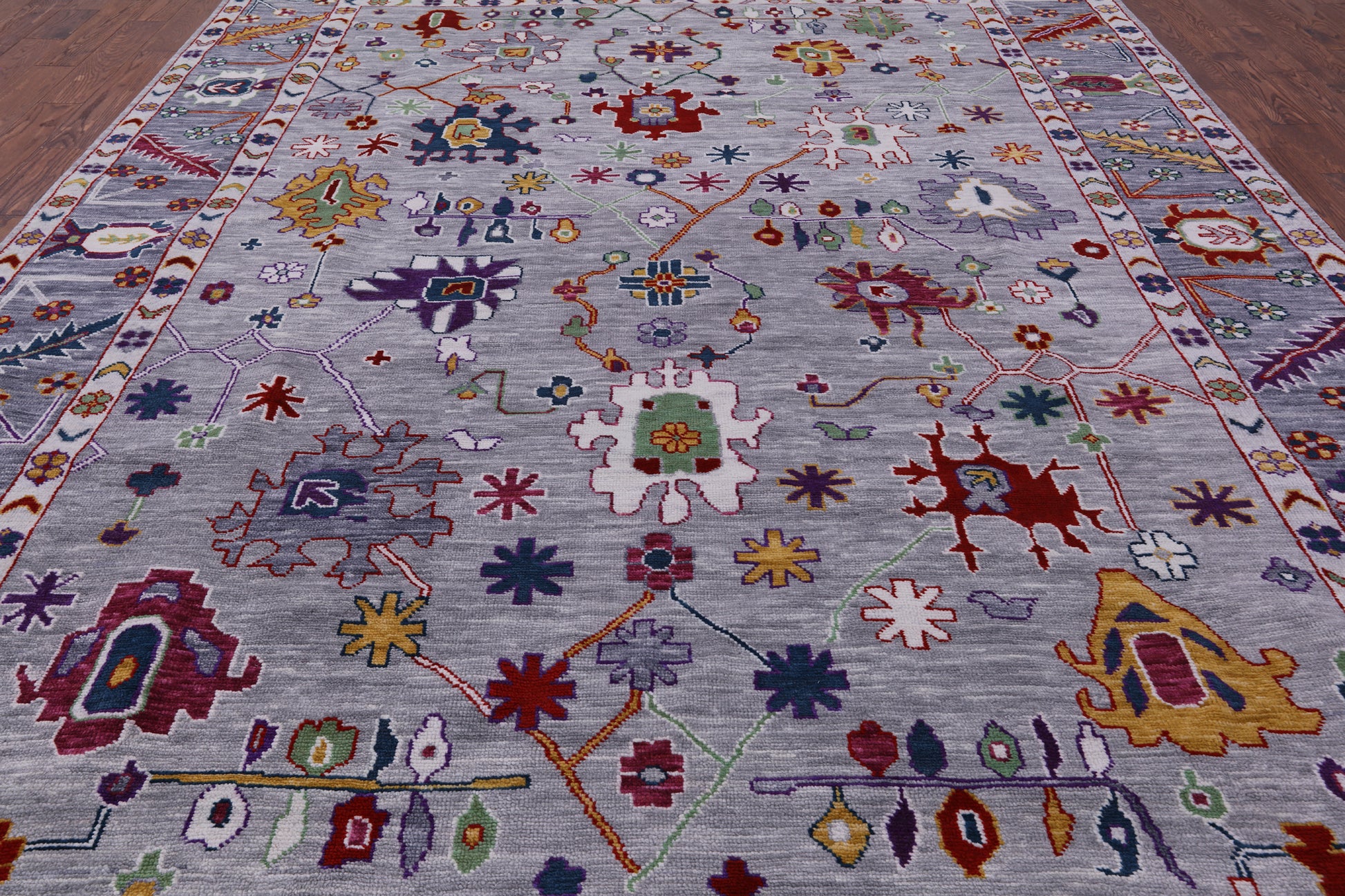 Grey Turkish Oushak Hand Knotted Wool Rug - 10' 2" X 14' 2" - Golden Nile