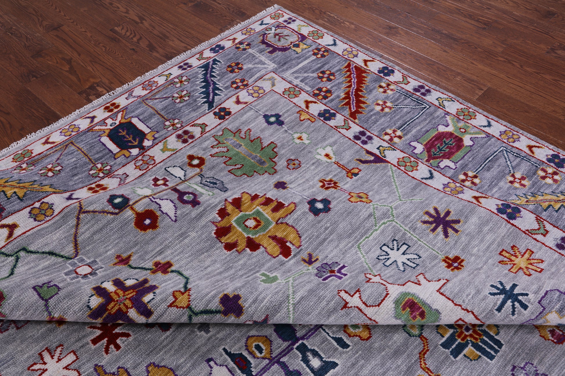 Grey Turkish Oushak Hand Knotted Wool Rug - 10' 2" X 14' 2" - Golden Nile