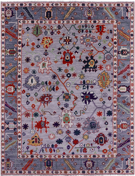 Grey Turkish Oushak Hand Knotted Wool Rug - 9' 4" X 11' 9" - Golden Nile