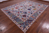 Grey Turkish Oushak Hand Knotted Wool Rug - 9' 4" X 11' 9" - Golden Nile