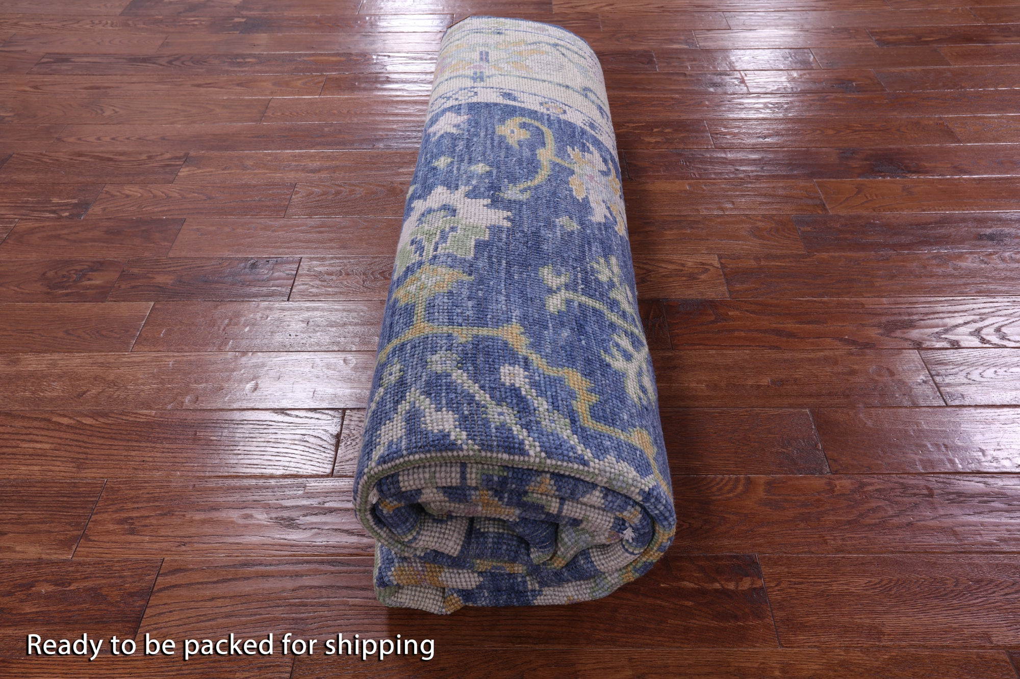 Blue Turkish Oushak Handmade Wool Rug - 7' 11" X 10' 1" - Golden Nile