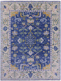 Blue Turkish Oushak Handmade Wool Rug - 7' 11" X 10' 1" - Golden Nile