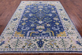 Blue Turkish Oushak Handmade Wool Rug - 7' 11" X 10' 1" - Golden Nile