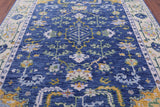 Blue Turkish Oushak Handmade Wool Rug - 7' 11" X 10' 1" - Golden Nile