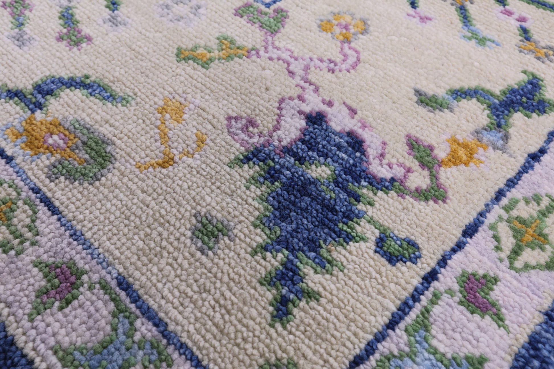 Blue Turkish Oushak Handmade Wool Rug - 7' 11" X 10' 1" - Golden Nile