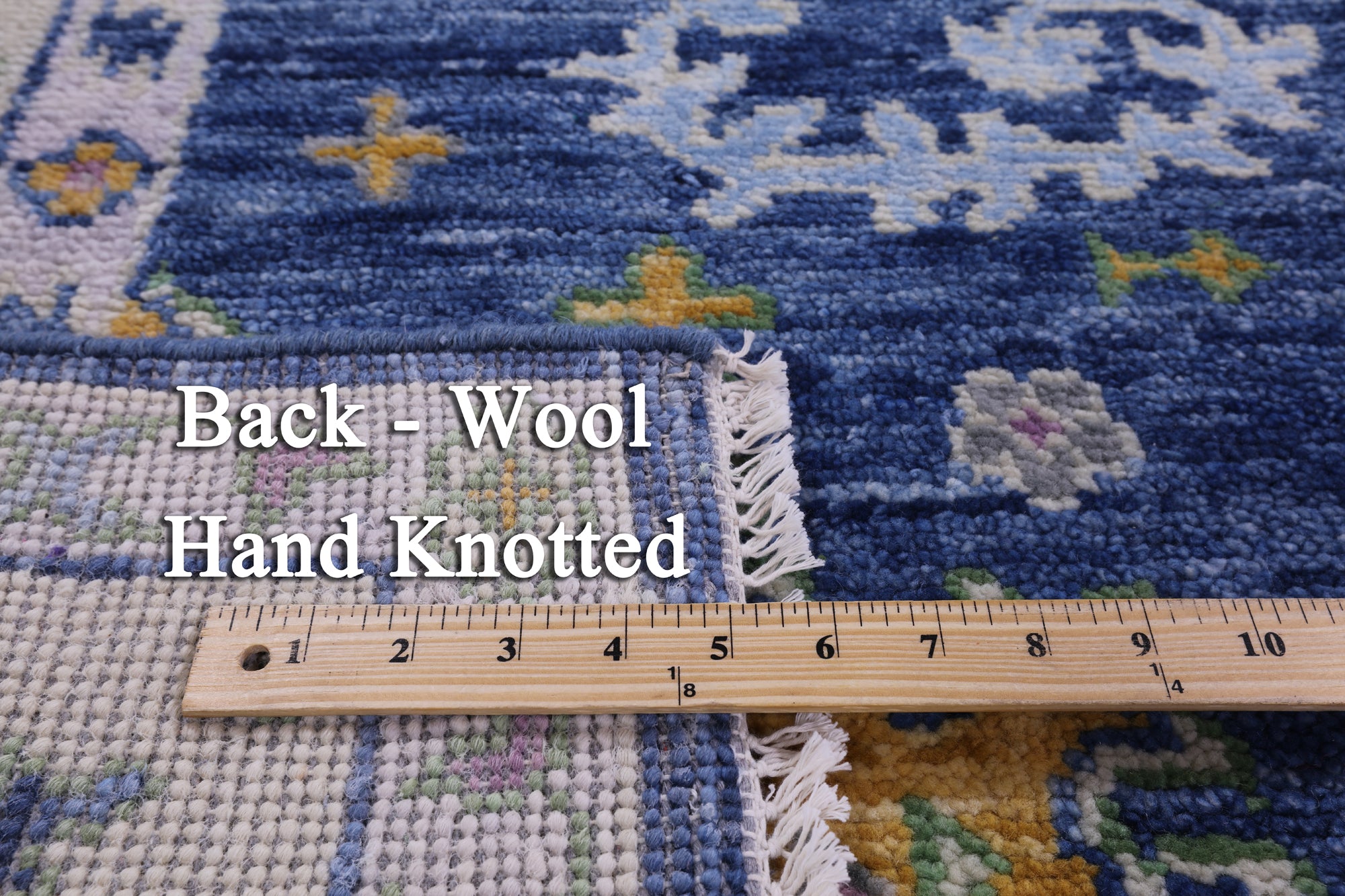 Blue Turkish Oushak Handmade Wool Rug - 7' 11" X 10' 1" - Golden Nile
