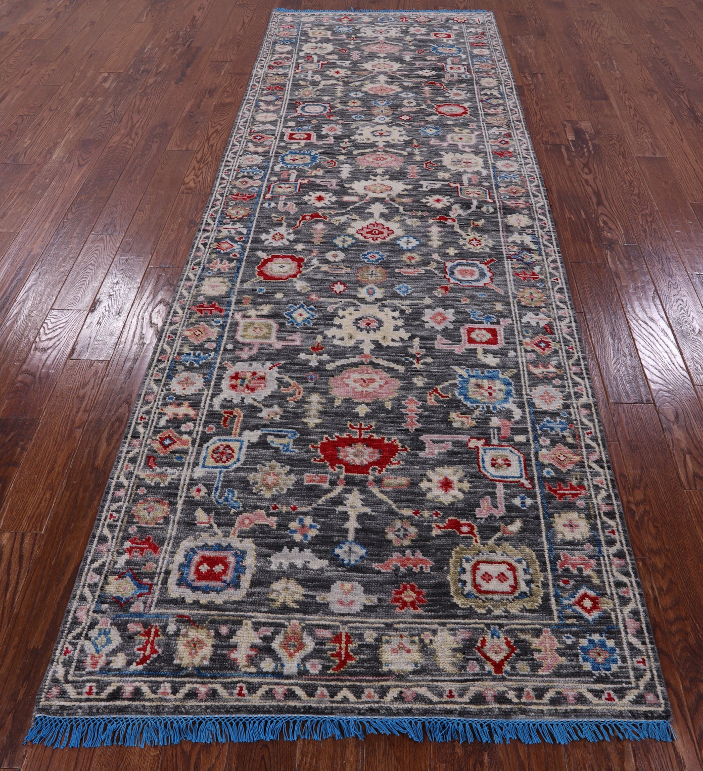 Grey Turkish Oushak Hand Knotted Wool Runner Rug - 4' 1" X 11' 10" - Golden Nile