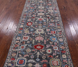 Grey Turkish Oushak Hand Knotted Wool Runner Rug - 4' 1" X 11' 10" - Golden Nile