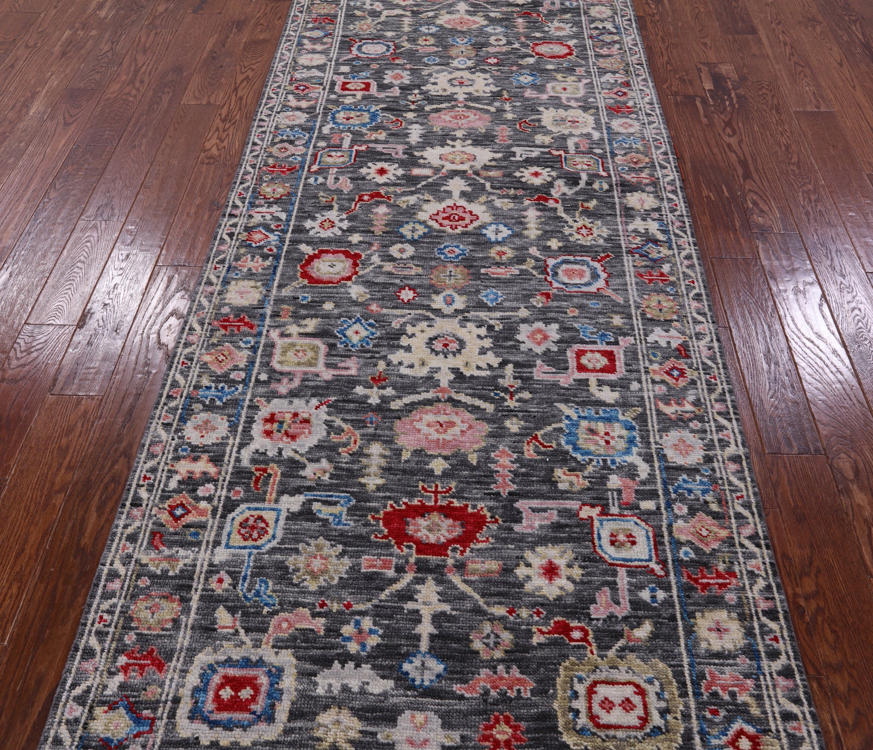 Grey Turkish Oushak Hand Knotted Wool Runner Rug - 4' 1" X 11' 10" - Golden Nile