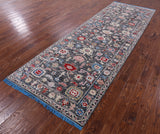 Grey Turkish Oushak Hand Knotted Wool Runner Rug - 4' 1" X 11' 10" - Golden Nile
