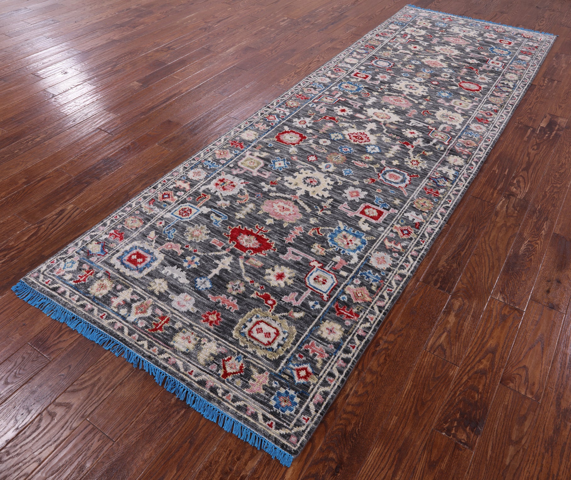 Grey Turkish Oushak Hand Knotted Wool Runner Rug - 4' 1" X 11' 10" - Golden Nile