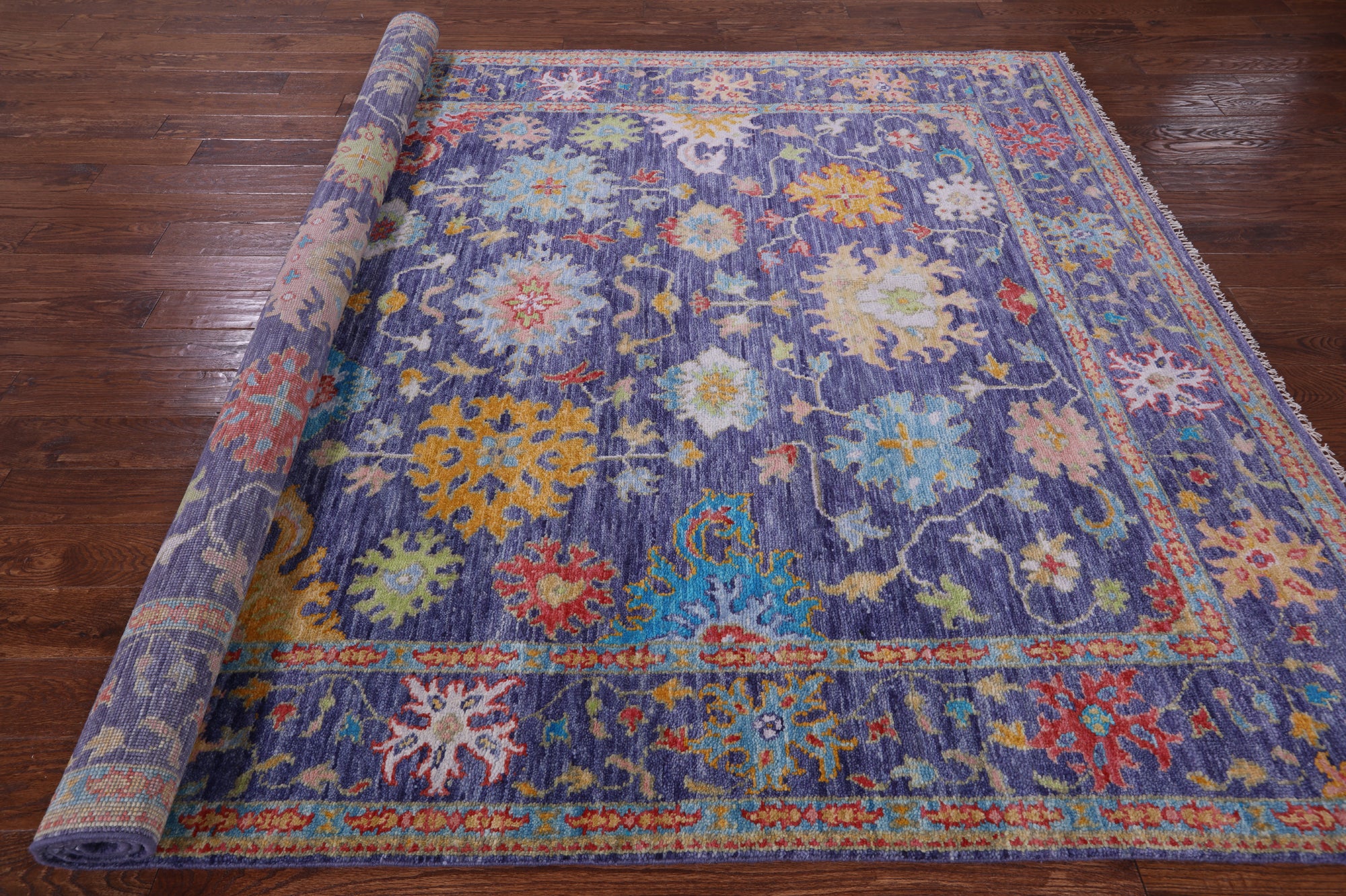 Purple Turkish Oushak Hand Knotted Wool Rug - 7' 9" X 9' 11" - Golden Nile