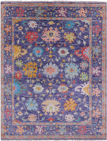 Purple Turkish Oushak Hand Knotted Wool Rug - 7' 9