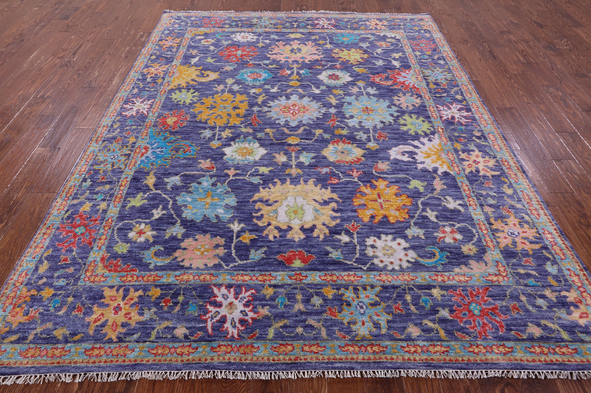 Purple Turkish Oushak Hand Knotted Wool Rug - 7' 9" X 9' 11" - Golden Nile