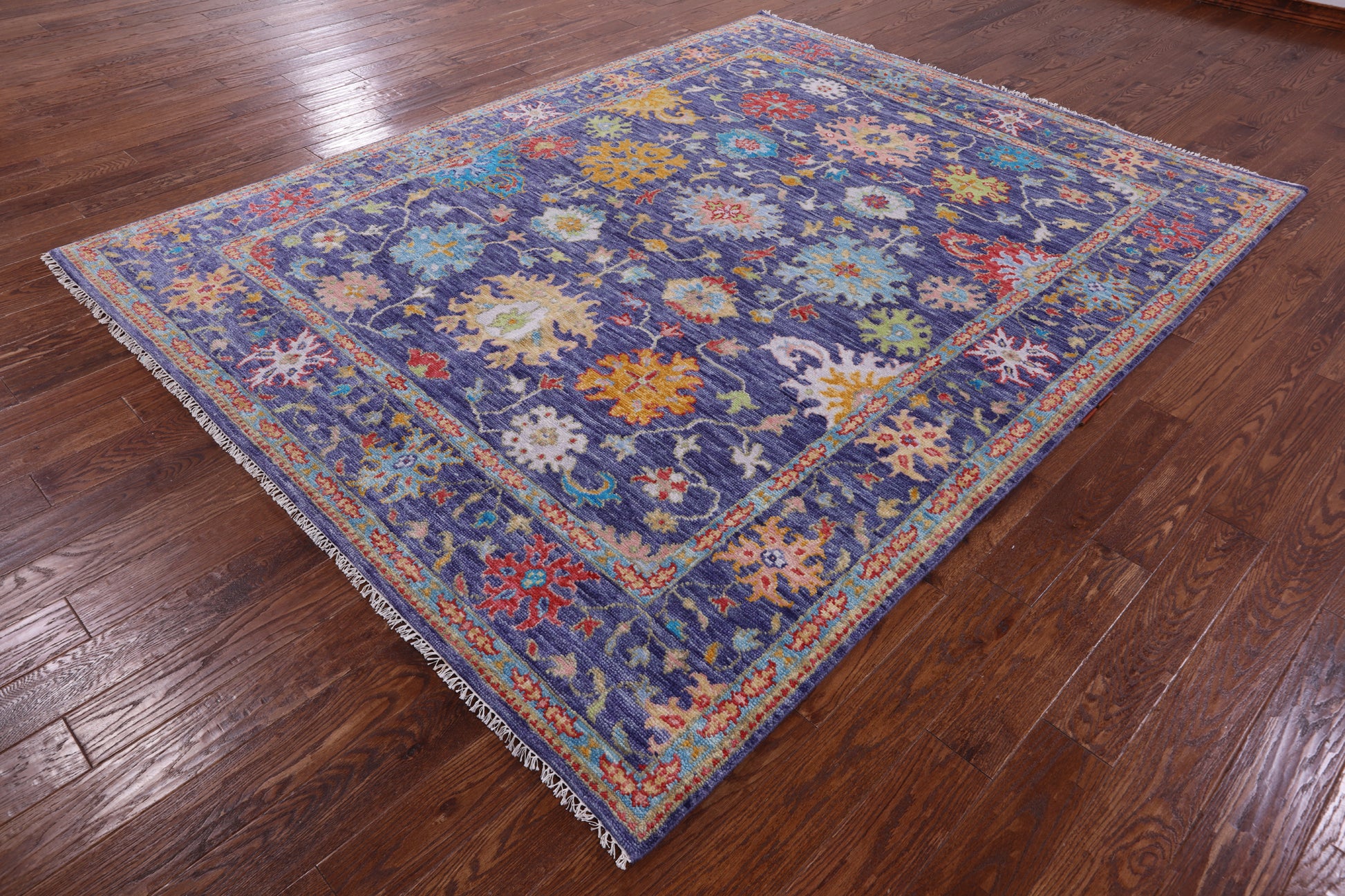 Purple Turkish Oushak Hand Knotted Wool Rug - 7' 9" X 9' 11" - Golden Nile