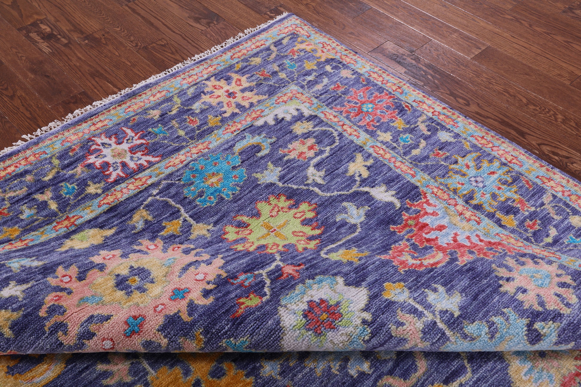 Purple Turkish Oushak Hand Knotted Wool Rug - 7' 9" X 9' 11" - Golden Nile