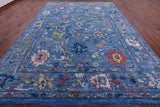 Blue Turkish Oushak Handmade Wool Rug - 10' 2" X 14' 3" - Golden Nile