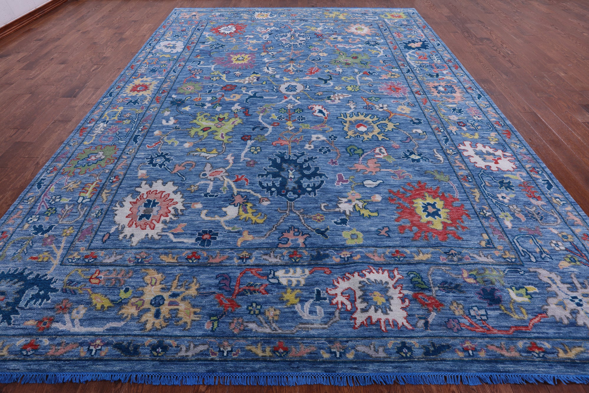 Blue Turkish Oushak Handmade Wool Rug - 10' 2" X 14' 3" - Golden Nile
