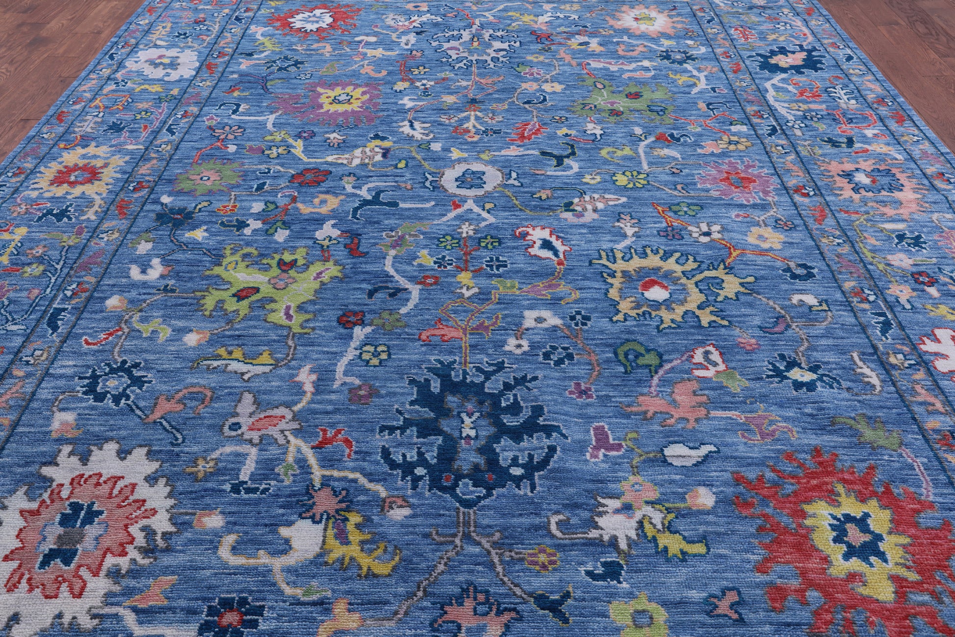 Blue Turkish Oushak Handmade Wool Rug - 10' 2" X 14' 3" - Golden Nile