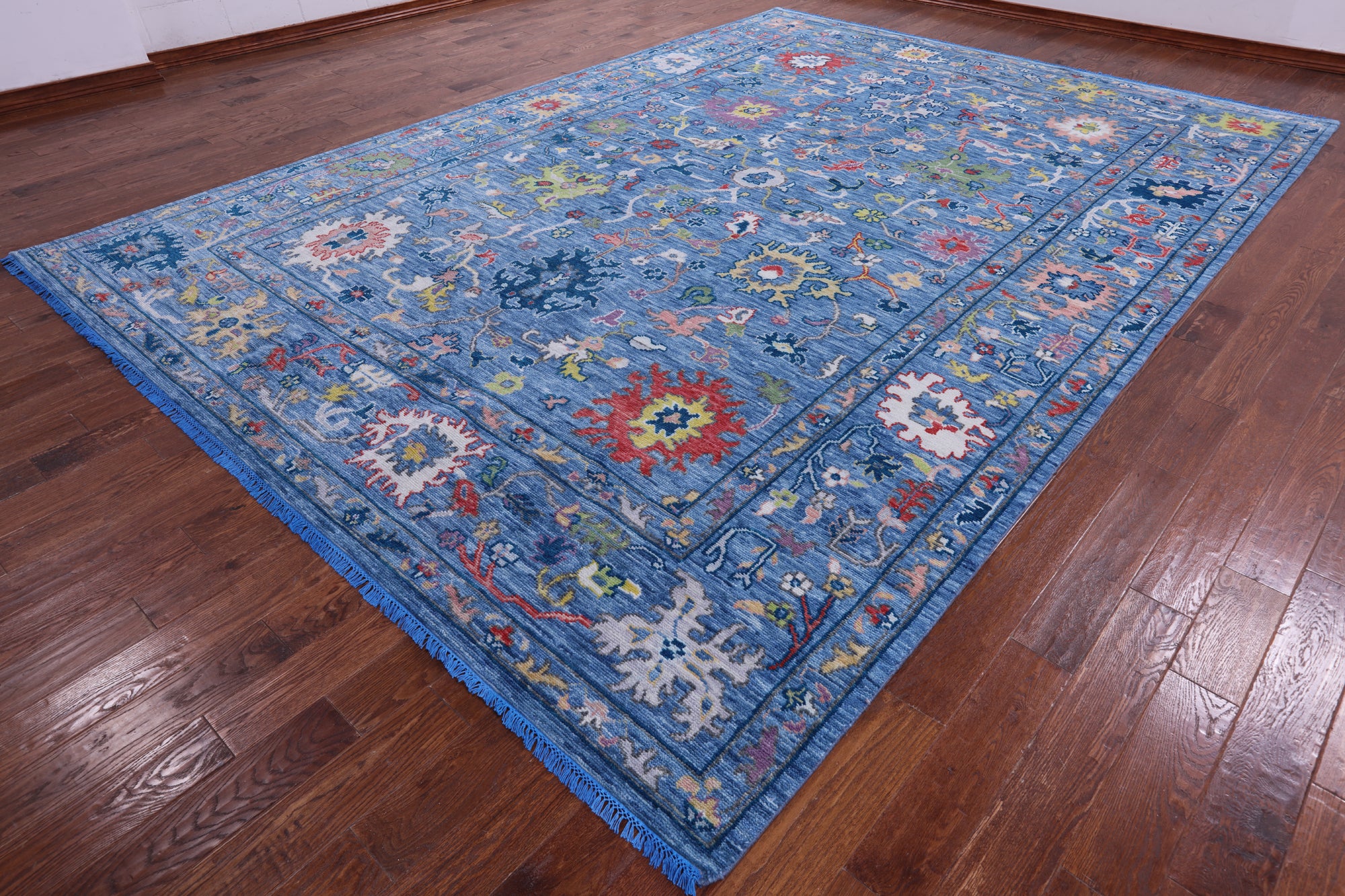 Blue Turkish Oushak Handmade Wool Rug - 10' 2" X 14' 3" - Golden Nile