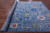 Blue Turkish Oushak Handmade Wool Rug - 10' 2" X 14' 3" - Golden Nile