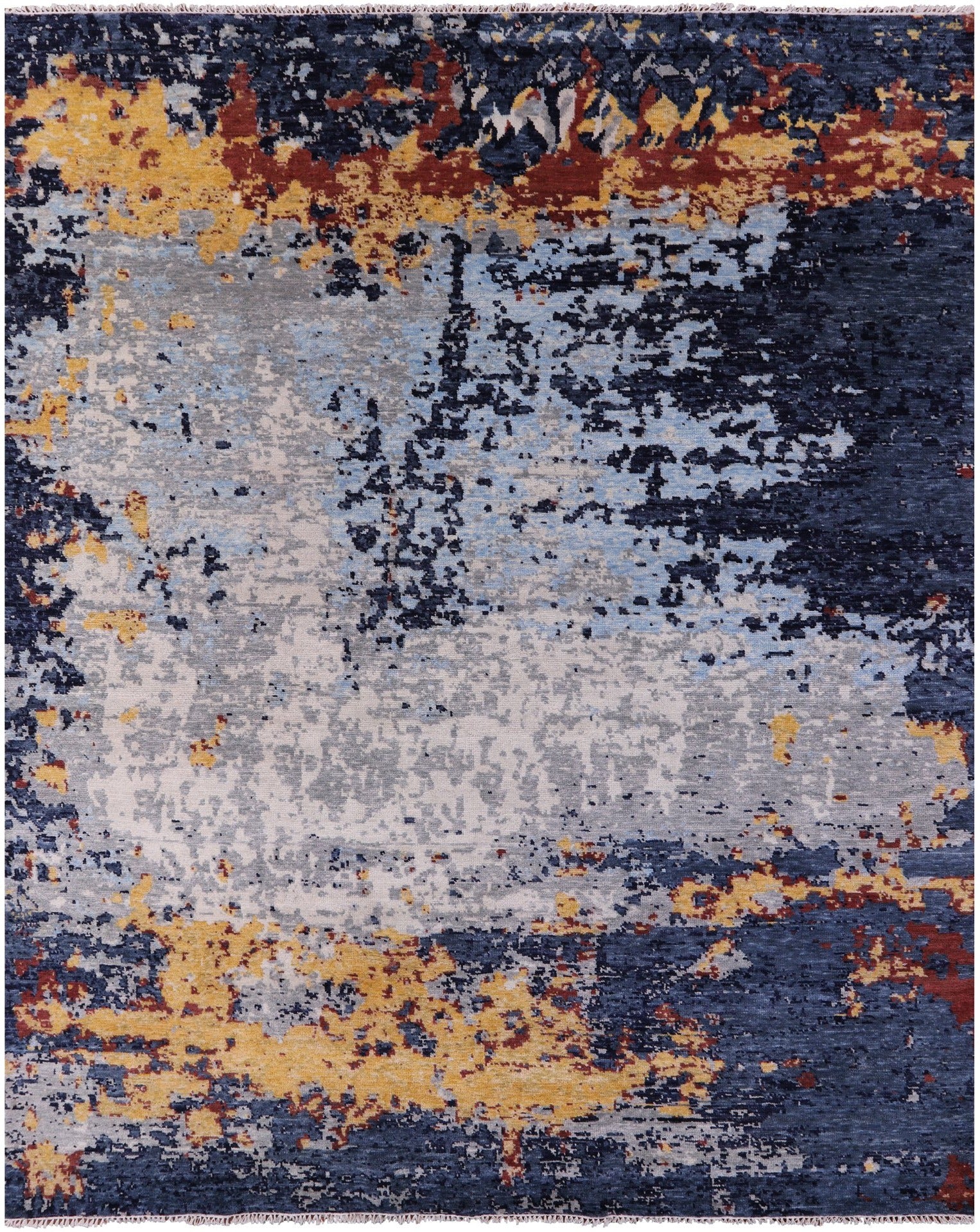 Abstract Modern Hand Knotted Wool Rug - 9' 3" X 11' 6" - Golden Nile