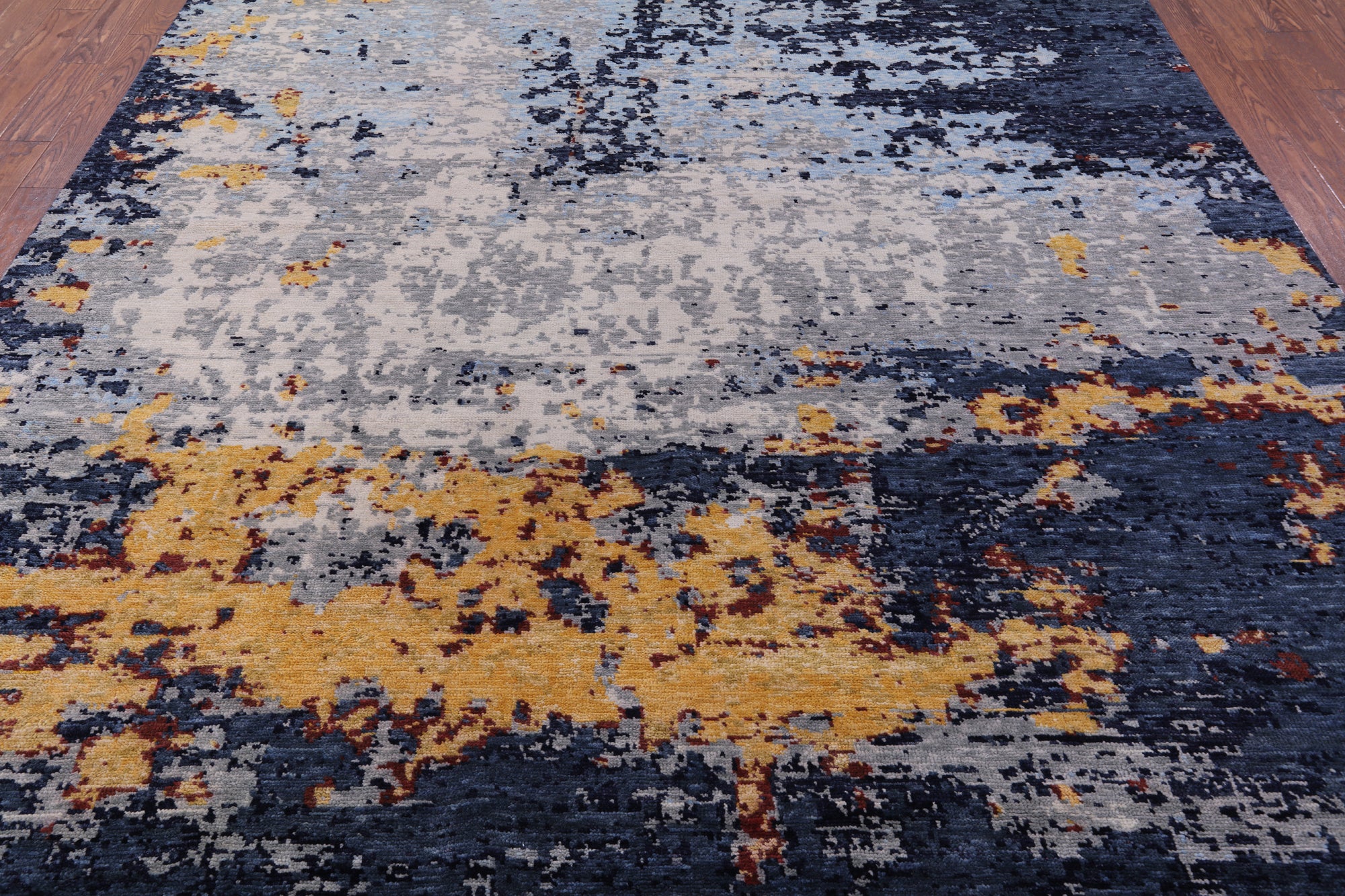 Abstract Modern Hand Knotted Wool Rug - 9' 3" X 11' 6" - Golden Nile