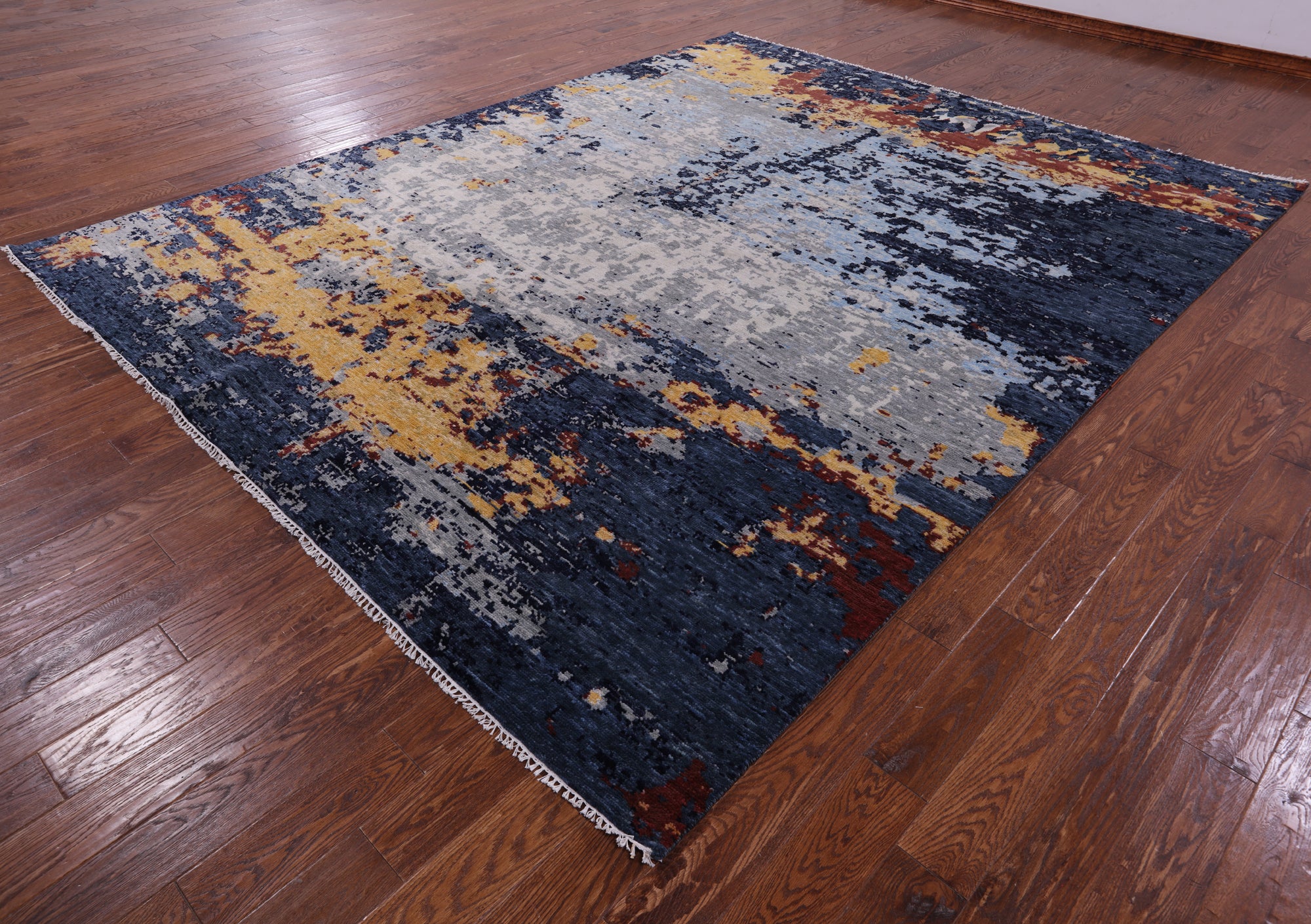Abstract Modern Hand Knotted Wool Rug - 9' 3" X 11' 6" - Golden Nile