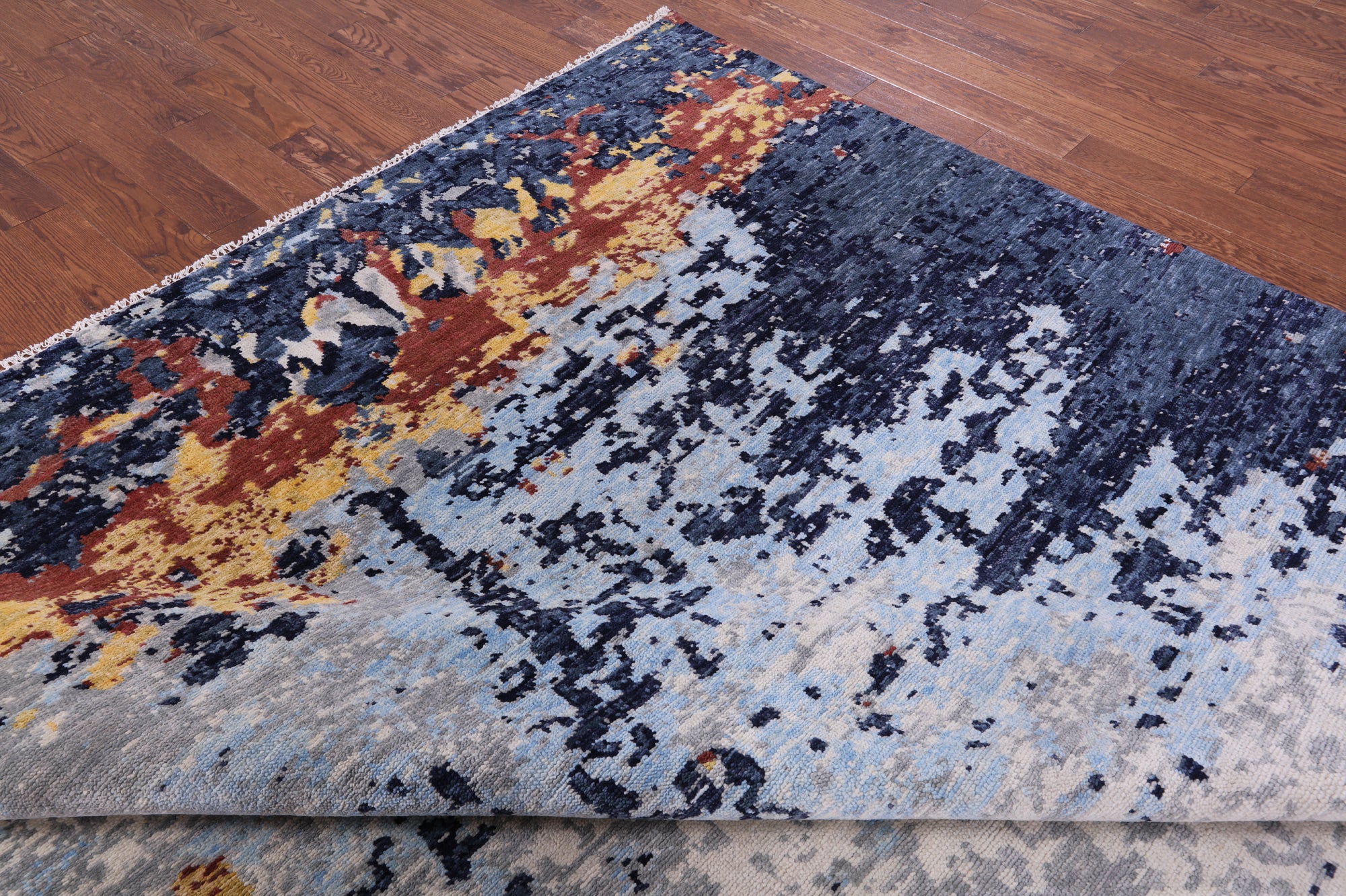 Abstract Modern Hand Knotted Wool Rug - 9' 3" X 11' 6" - Golden Nile