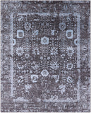 Grey Persian Hand Knotted Wool & Silk Rug - 7' 11" X 9' 10" - Golden Nile