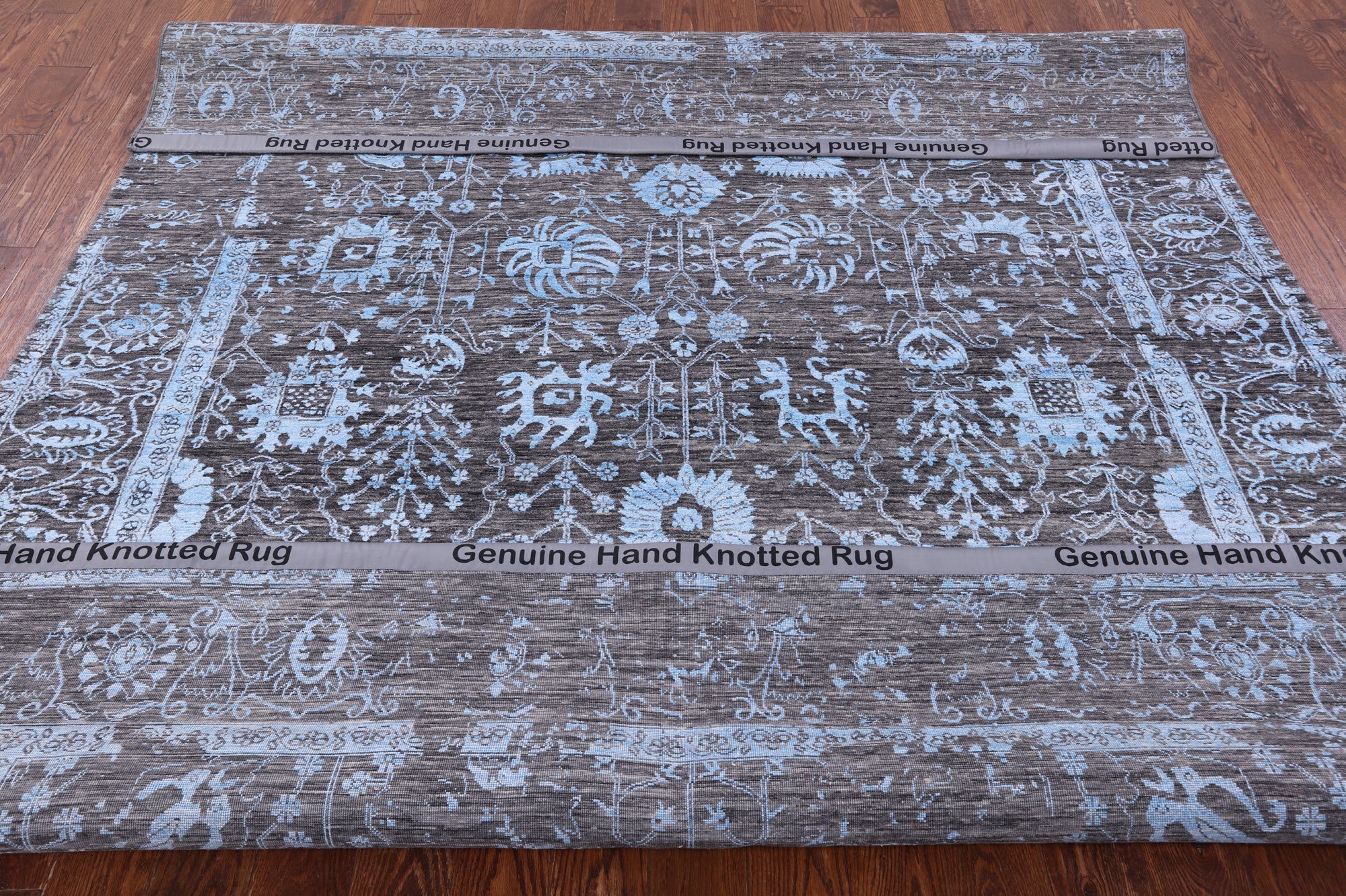 Grey Persian Handmade Wool & Silk Rug - 8' 1" X 10' 1" - Golden Nile