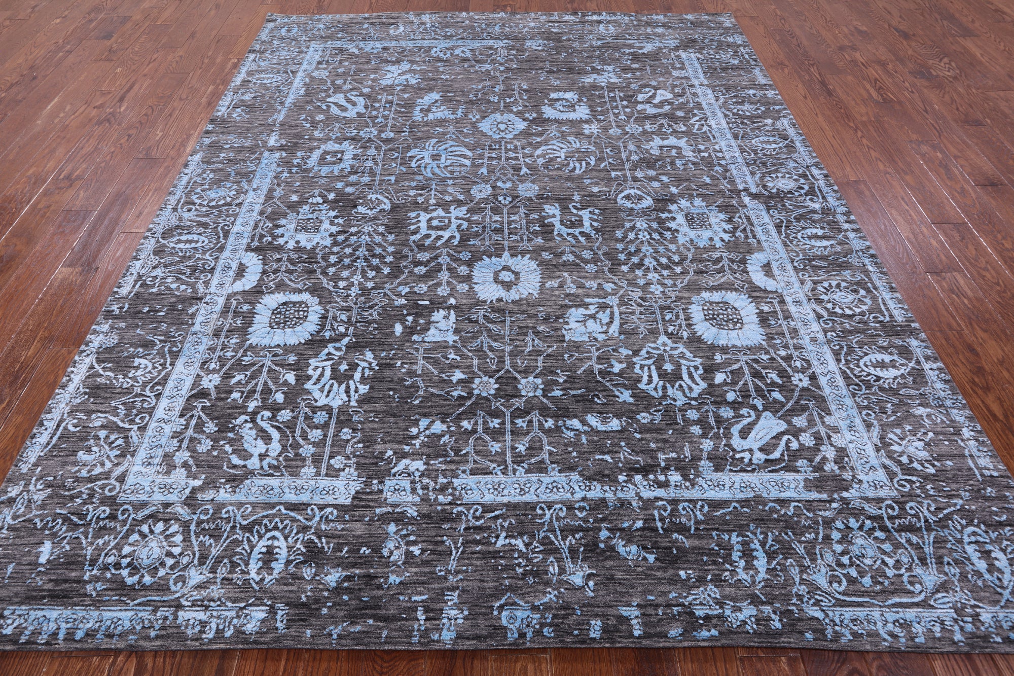 Grey Persian Handmade Wool & Silk Rug - 8' 1" X 10' 1" - Golden Nile