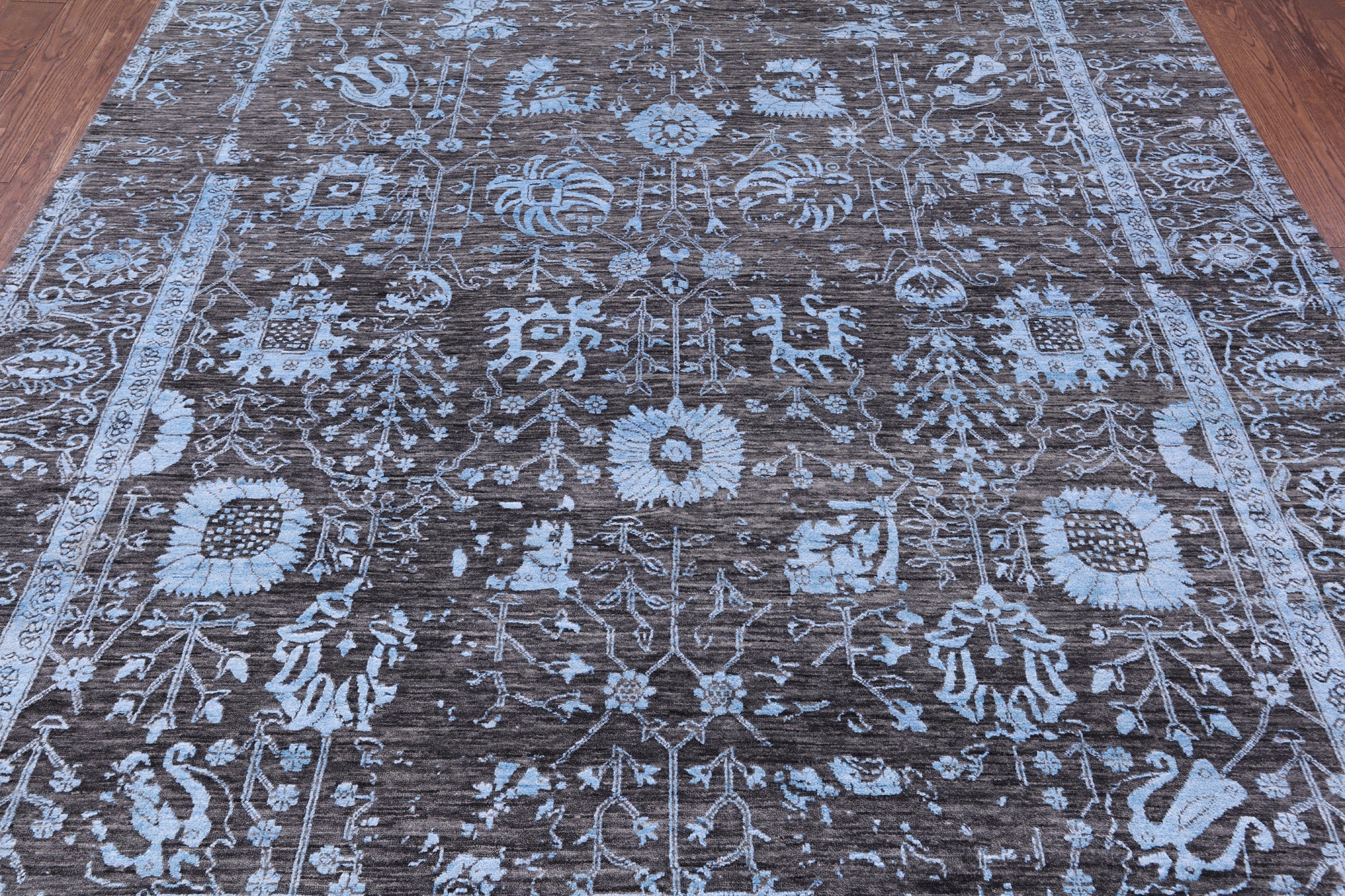 Grey Persian Handmade Wool & Silk Rug - 8' 1" X 10' 1" - Golden Nile