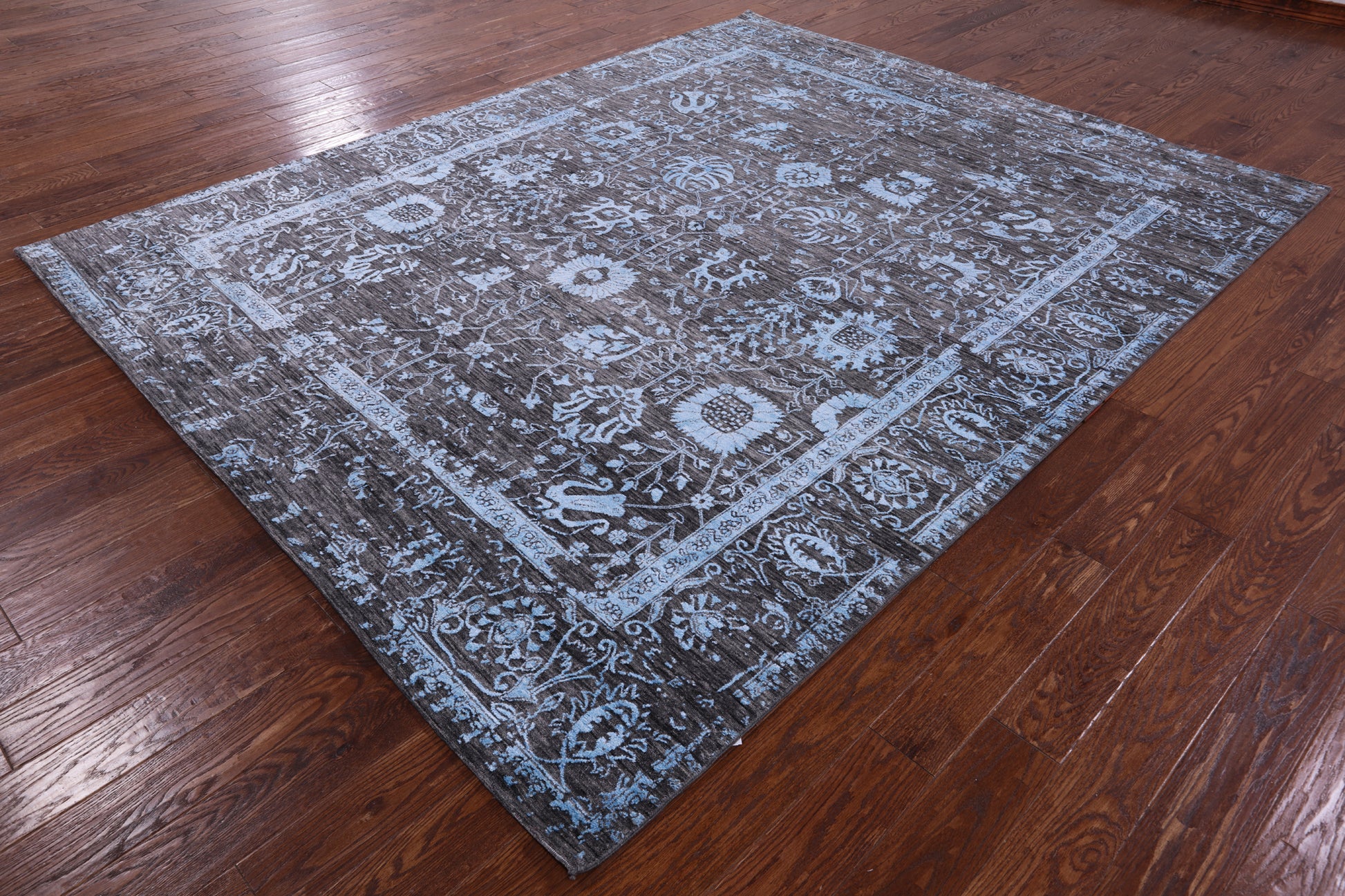 Grey Persian Handmade Wool & Silk Rug - 8' 1" X 10' 1" - Golden Nile