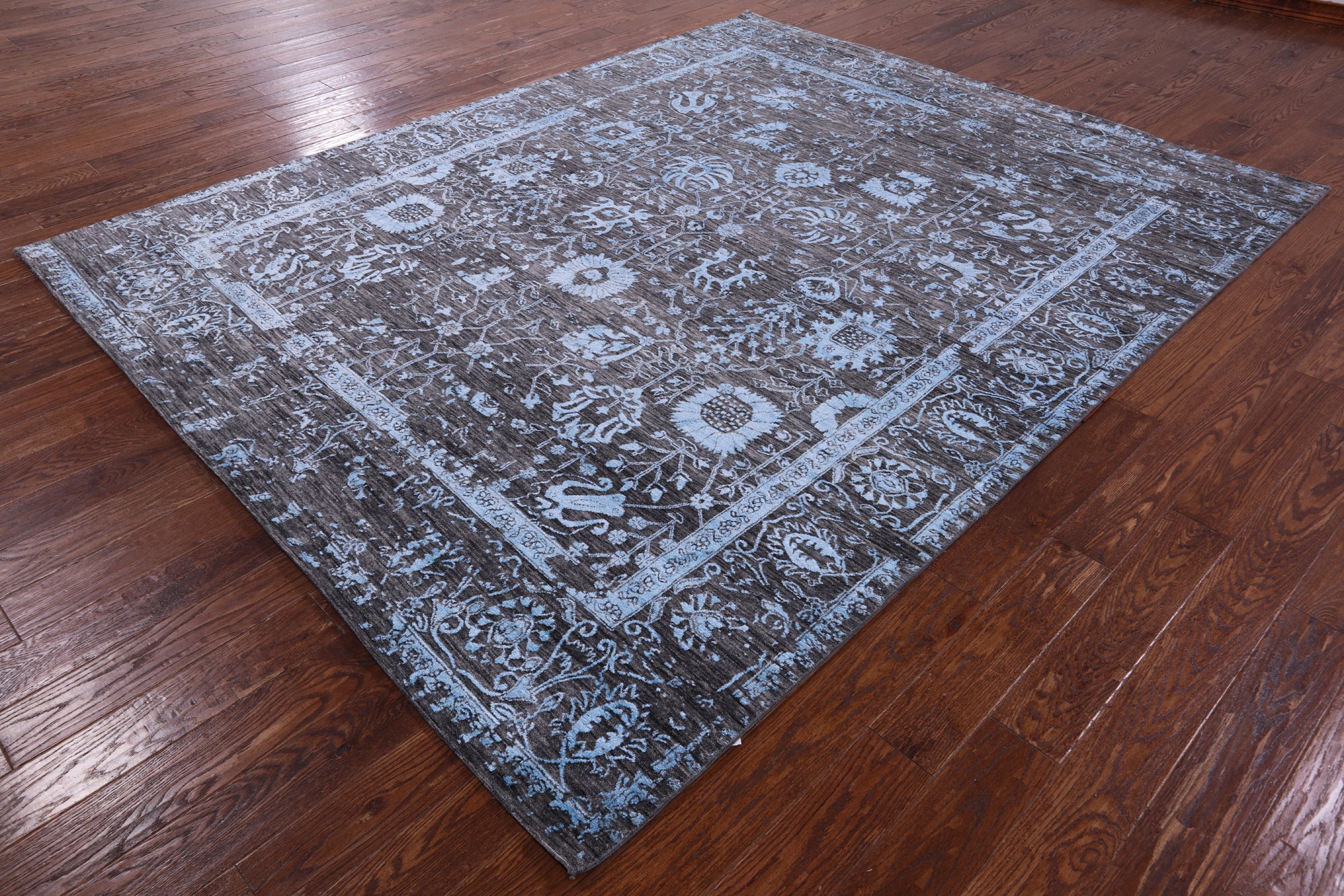 Grey Persian Handmade Wool & Silk Rug - 8' 1" X 10' 1" - Golden Nile