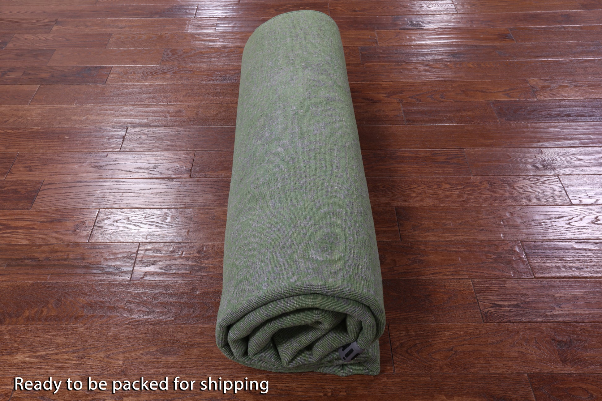 Green Modern Hand Knotted Wool & Silk Rug - 7' 10" X 9' 11" - Golden Nile