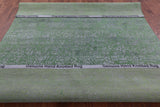 Green Modern Hand Knotted Wool & Silk Rug - 7' 10" X 9' 11" - Golden Nile