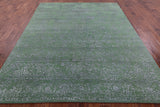 Green Modern Hand Knotted Wool & Silk Rug - 7' 10" X 9' 11" - Golden Nile