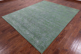 Green Modern Hand Knotted Wool & Silk Rug - 7' 10" X 9' 11" - Golden Nile