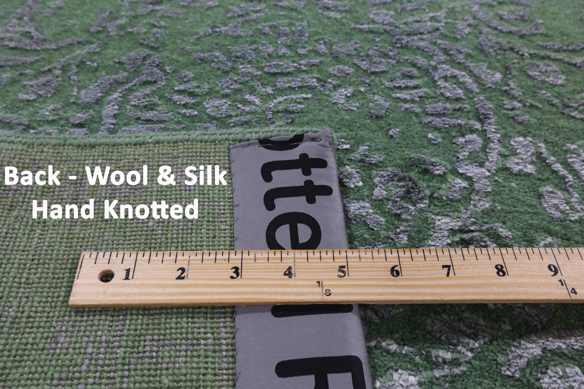 Green Modern Hand Knotted Wool & Silk Rug - 7' 10" X 9' 11" - Golden Nile