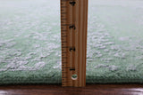 Green Modern Hand Knotted Wool & Silk Rug - 7' 10" X 9' 11" - Golden Nile