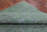 Green Modern Hand Knotted Wool & Silk Rug - 7' 10" X 9' 11" - Golden Nile