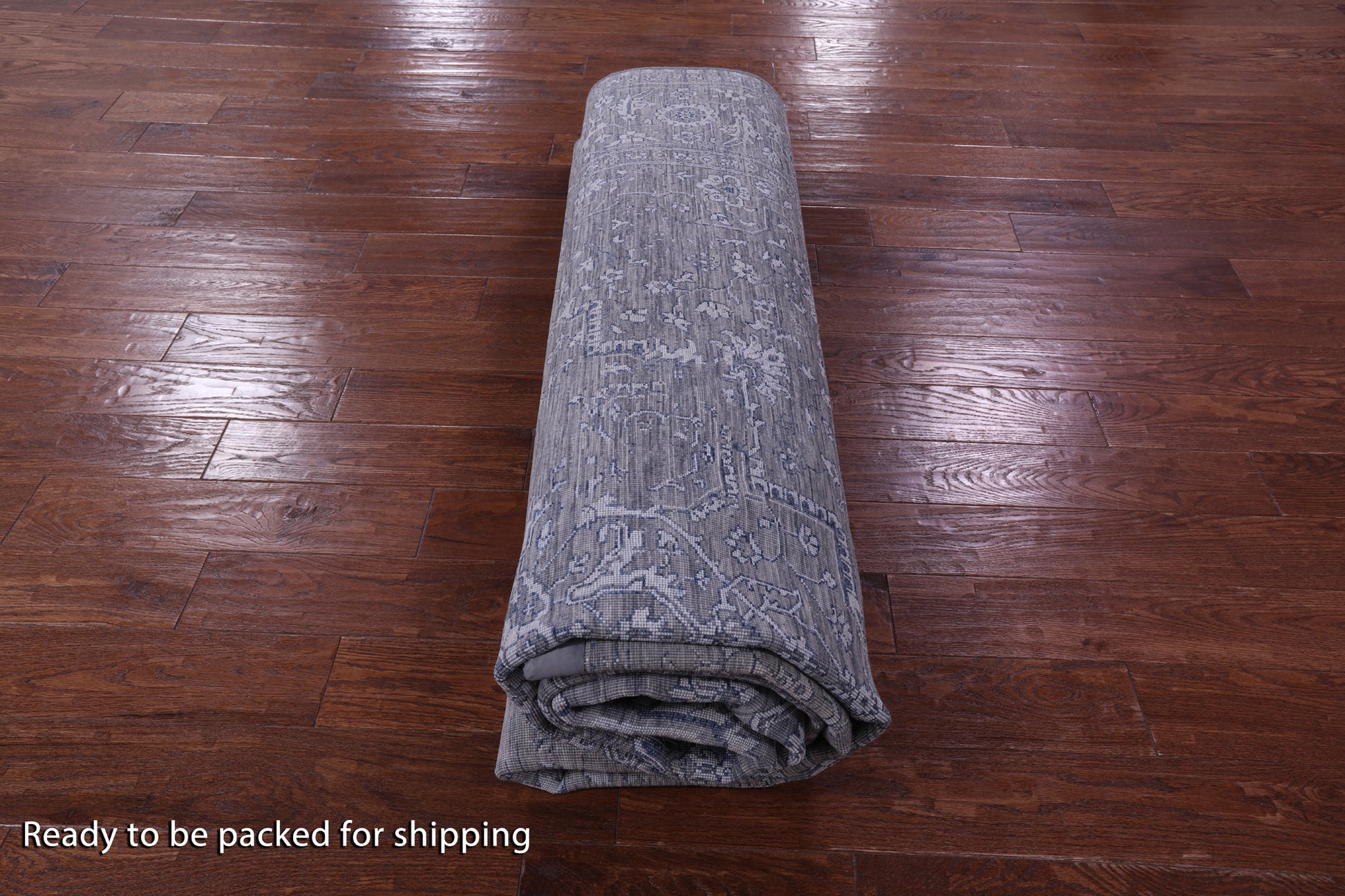 Grey Persian Fine Serapi Hand Knotted Wool & Silk Rug - 8' 11" X 12' 0" - Golden Nile