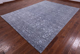 Grey Persian Fine Serapi Hand Knotted Wool & Silk Rug - 8' 11" X 12' 0" - Golden Nile