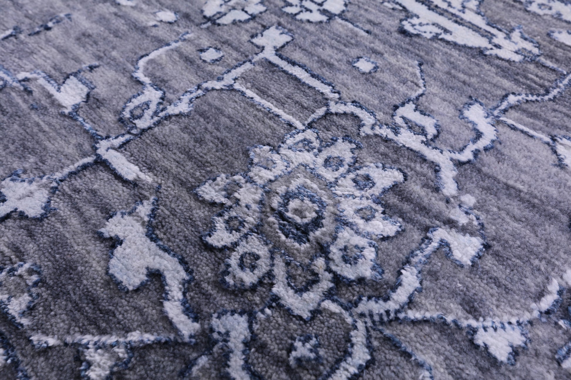 Grey Persian Fine Serapi Hand Knotted Wool & Silk Rug - 8' 11" X 12' 0" - Golden Nile