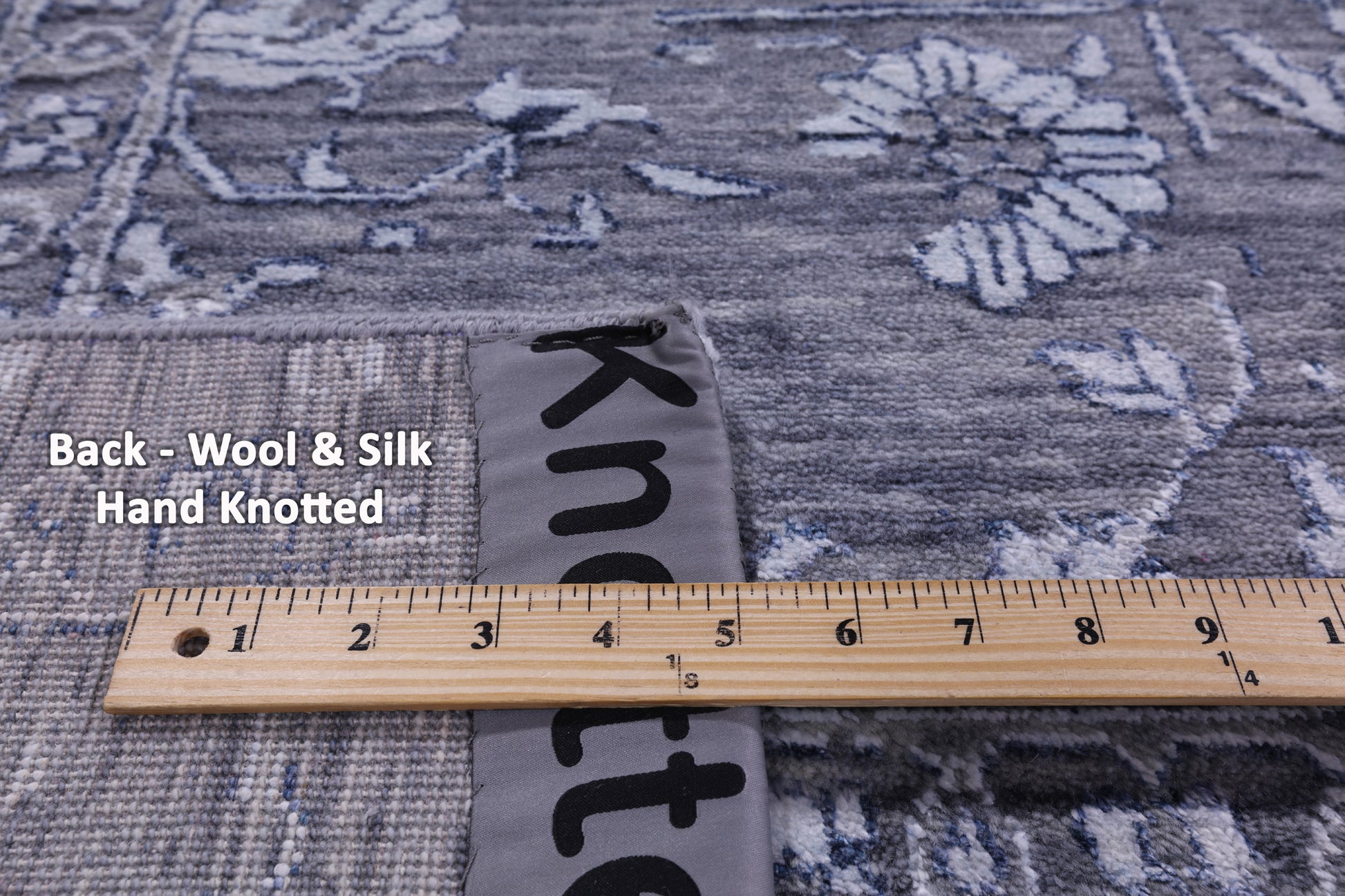 Grey Persian Fine Serapi Hand Knotted Wool & Silk Rug - 8' 11" X 12' 0" - Golden Nile