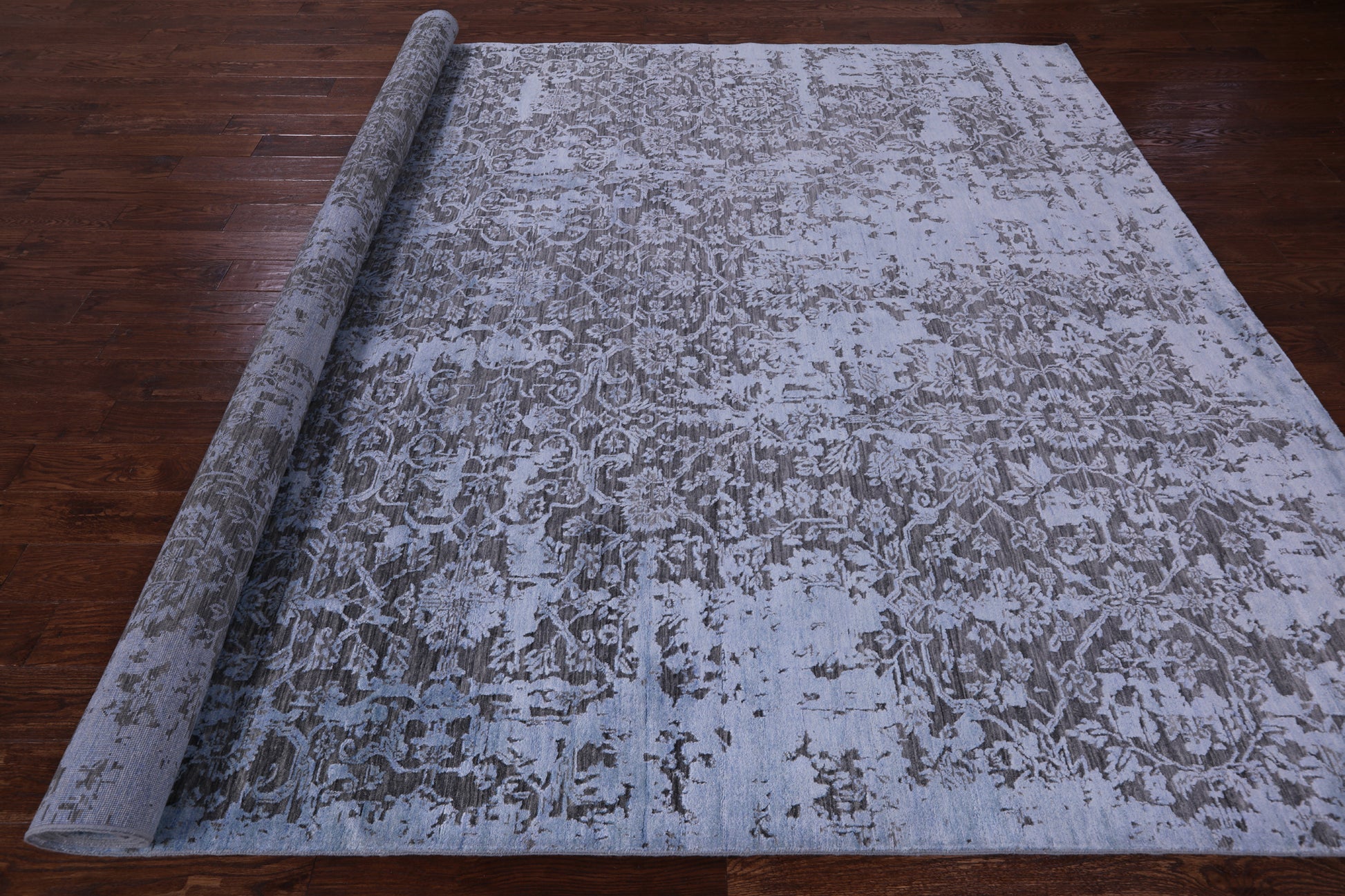 Contemporary Hand Knotted Wool & Silk Rug - 8' 11" X 12' 3" - Golden Nile